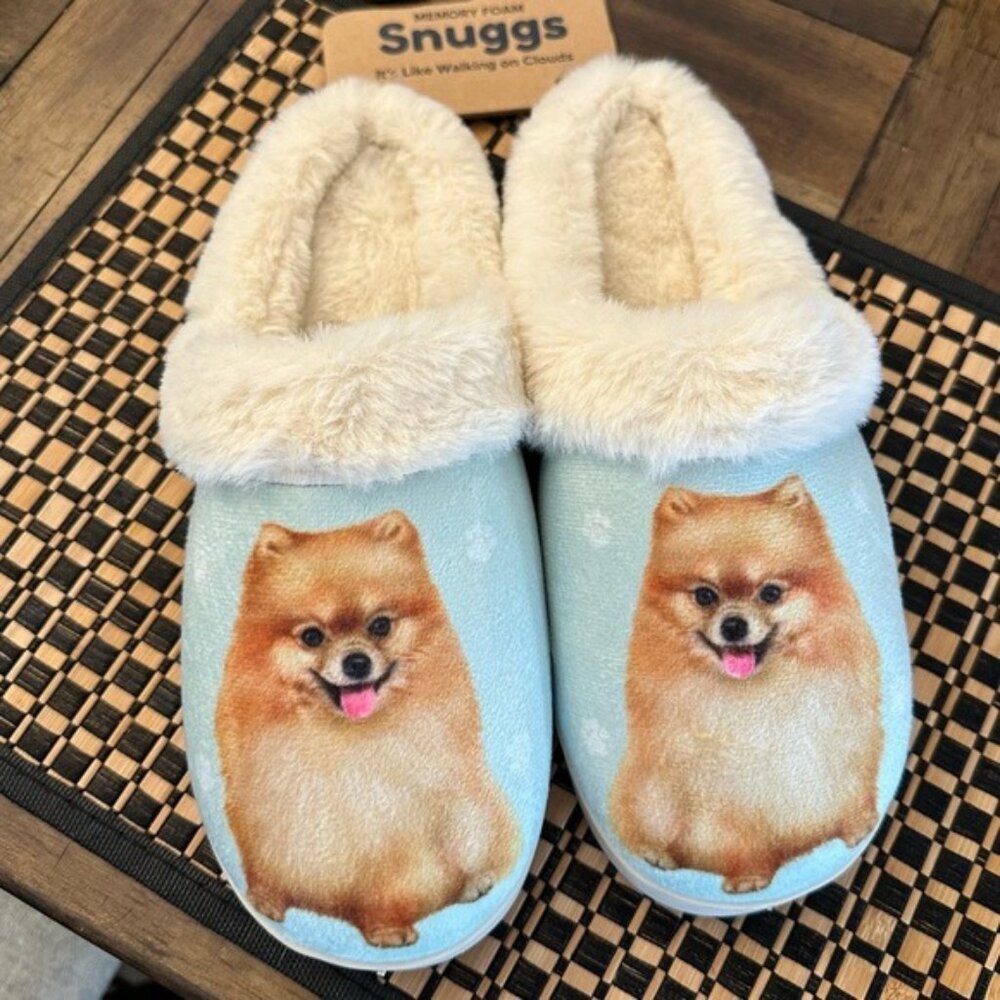 SNUGGS Memory Foam POMERANIAN Dog Non Slip Slippers By E&S Pets Sz S/M (6-8)